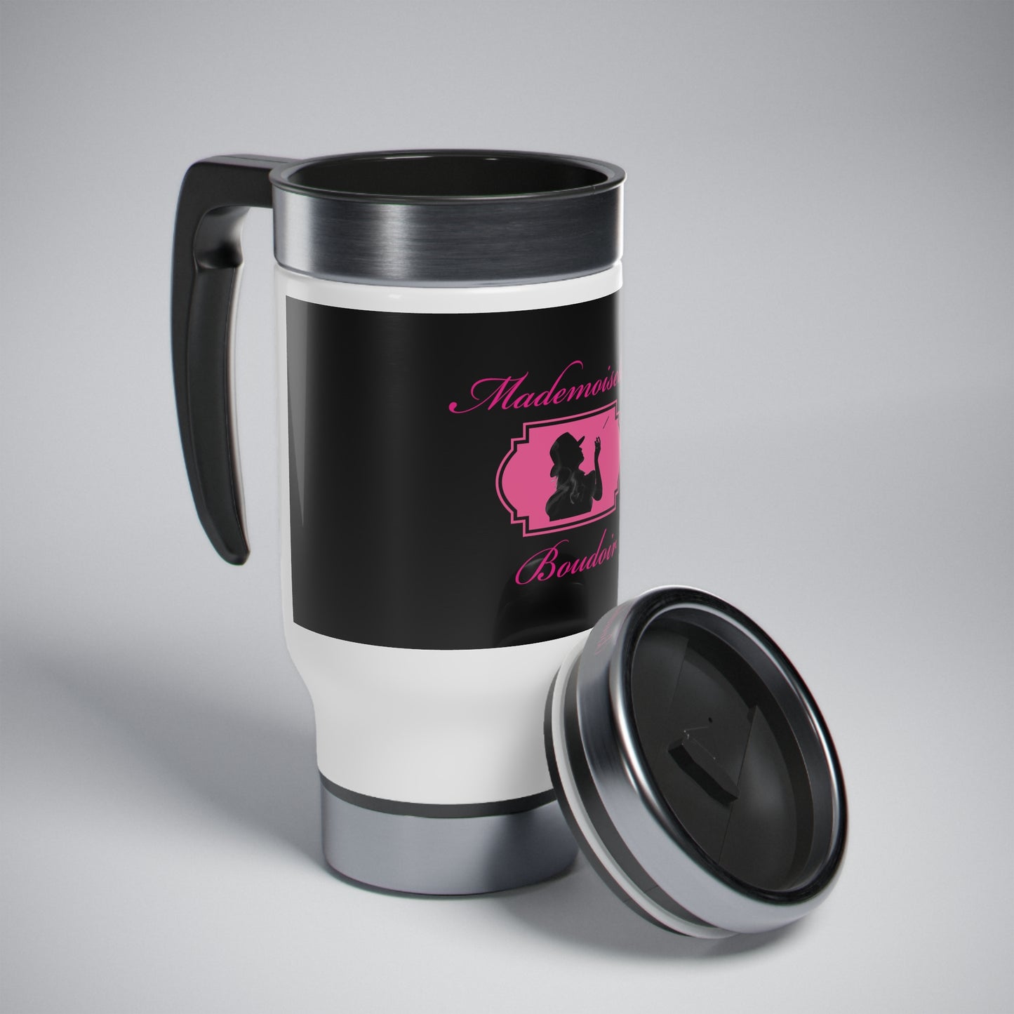 Tasse de voyage en acier inoxydable avec poignée Mademoiselle's Boudoir, 14 oz 