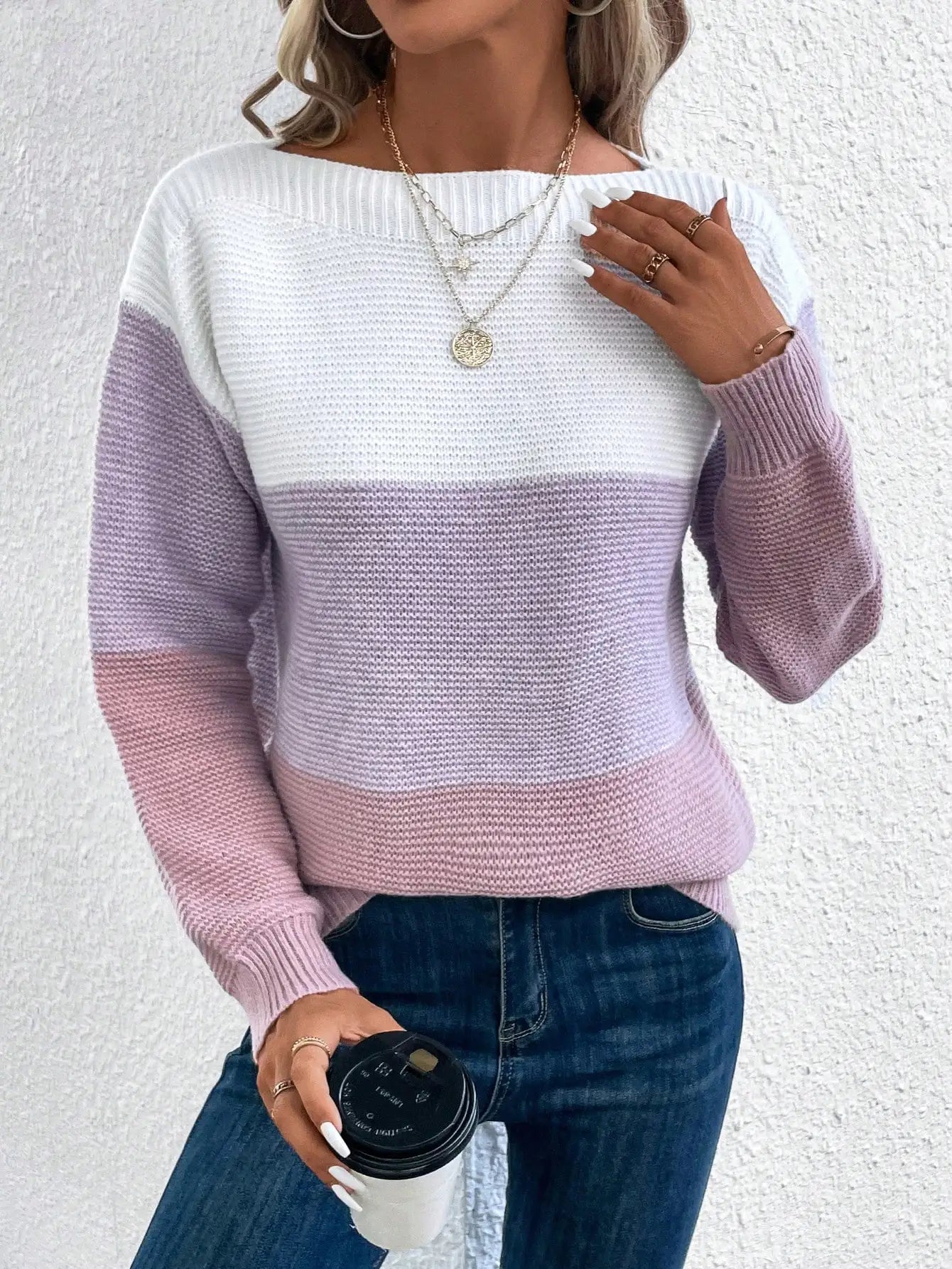 Elegant Three-color Sweater