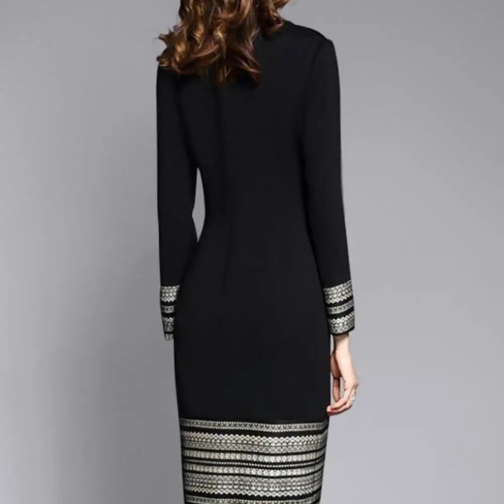 Autumn/ Winter Long Sleeve Printed A-Line Dress