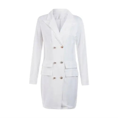 Women Double Breasted Pocket 3/4 Length Jacket/Dress-ADD TO FALL WINTER