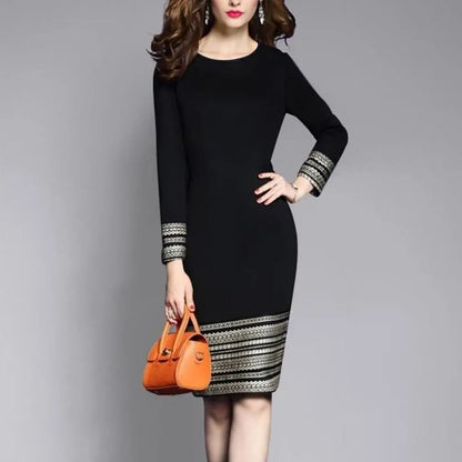 Autumn/ Winter Long Sleeve Printed A-Line Dress