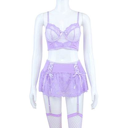 Lace Temptation Lavender Set w/Stockings