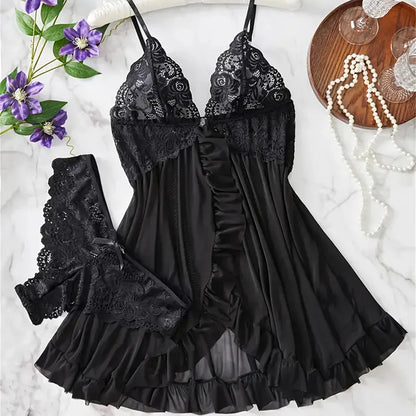 Slip Nightgown Teddy With Panty Set