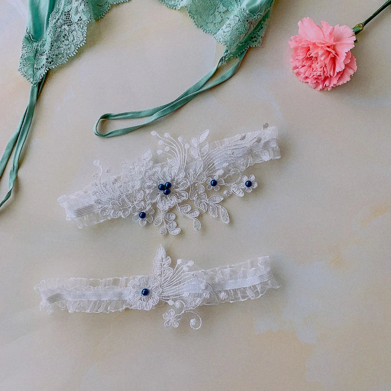 Victorian Lace/Pearl Wedding Garter Belt