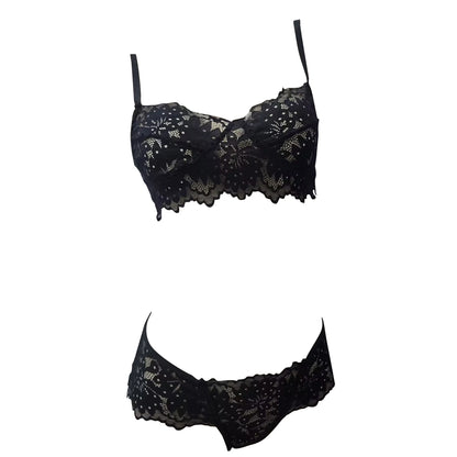 Ensemble soutien-gorge en dentelle et culotte taille haute