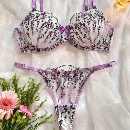 Floral Embroidery Sexy Lingerie Set