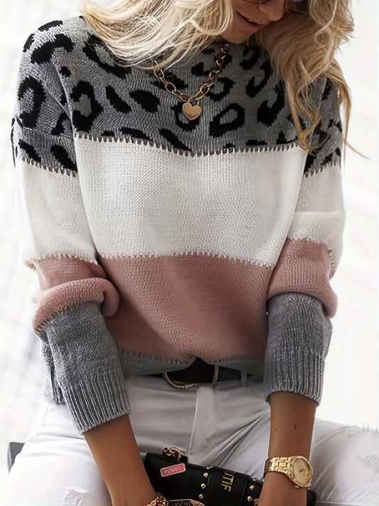 Leopard-Print Crew-Neck Sweater