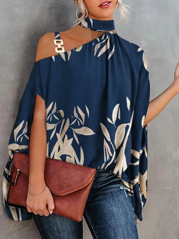 Summer Print/Sexy Slant Neck Off Shoulder Blouse