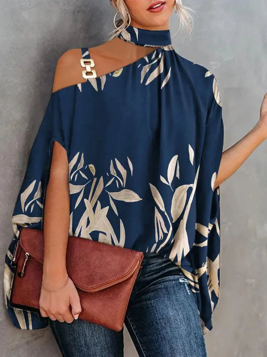 Summer Print/Sexy Slant Neck Off Shoulder Blouse