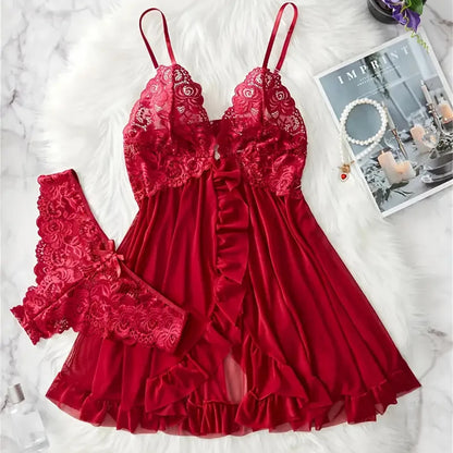 Slip Nightgown Teddy With Panty Set