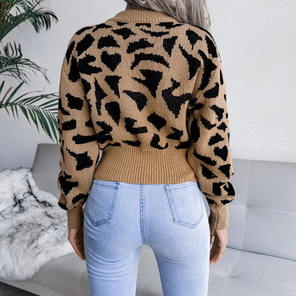 Autumn Leopard O-Neck Sweater