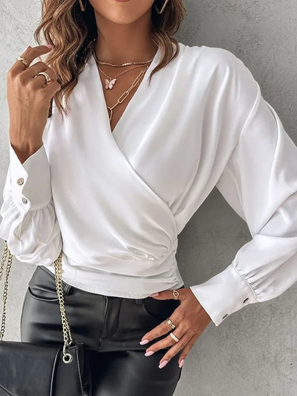 Sexy V Neck Long Sleeve Shirts